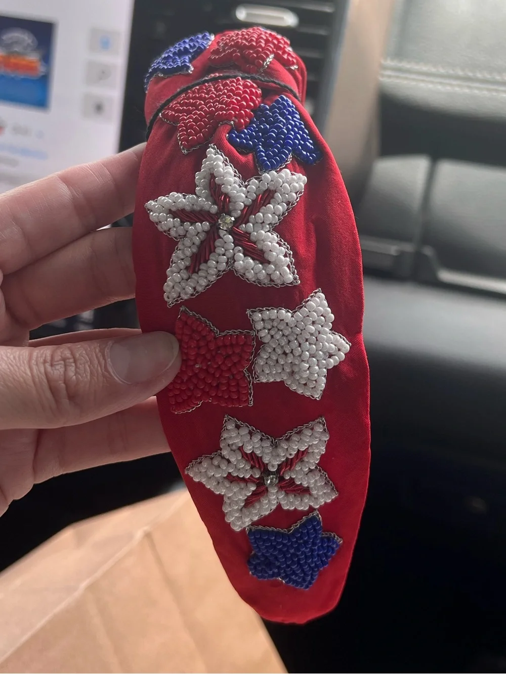 Red Beaded Floral Headband